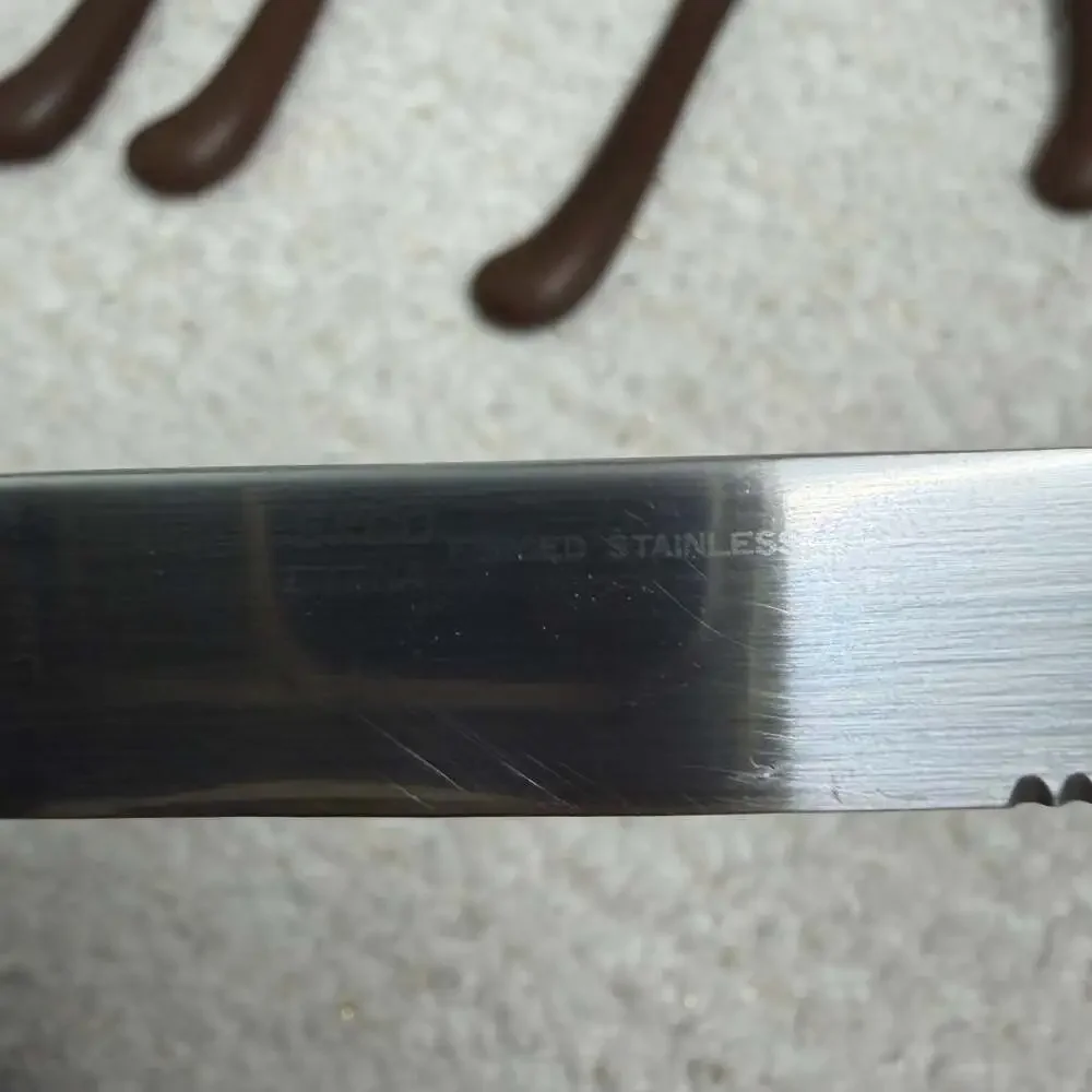 Vintage Ekco Eterna 6-Piece Steak Knife Set with Wall-Mount Wooden Block MCM